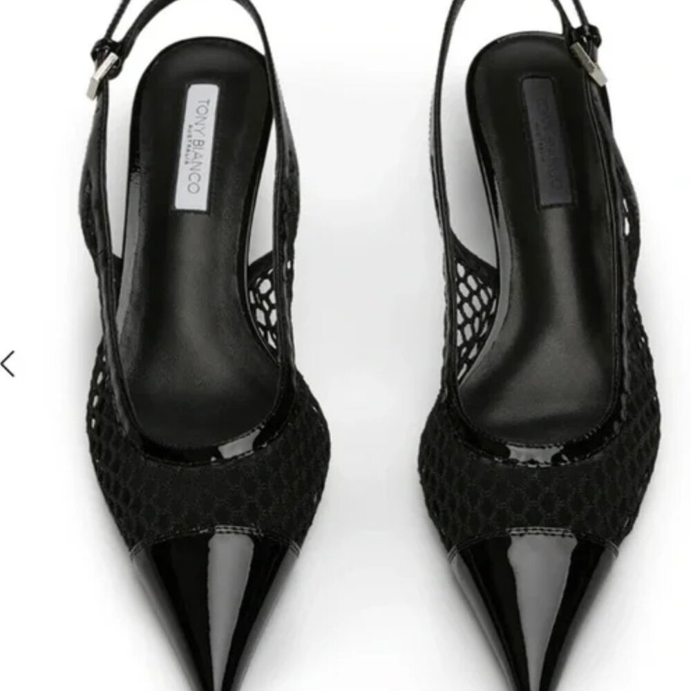 Tony Bianco Kendall Black Mesh Patent Heels